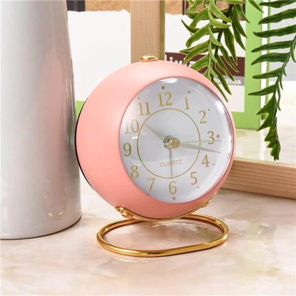 Analog Alarm Clocks,Retro Backlight Cute Simple Design Small Desk Clock - Picture 3 of 5